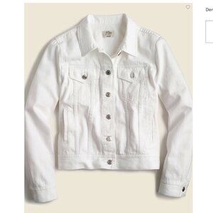 J. Crew 100% Cotton White Denim Button Front Jean Jacket Size M